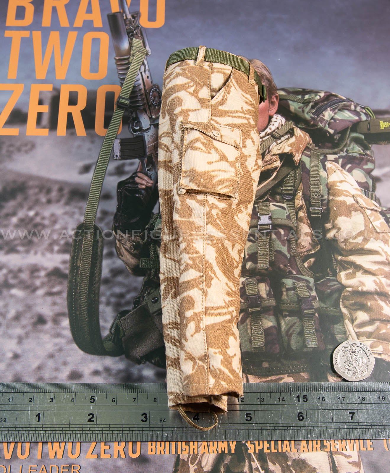 Bravo Two Zero SAS - Desert DPM Camo Combat Pants w Belt - 1/6 - Sean Bean British Army Special Air Service Gulf War 1991 - DAMTOYS - DAM 78098 - Loose Parts