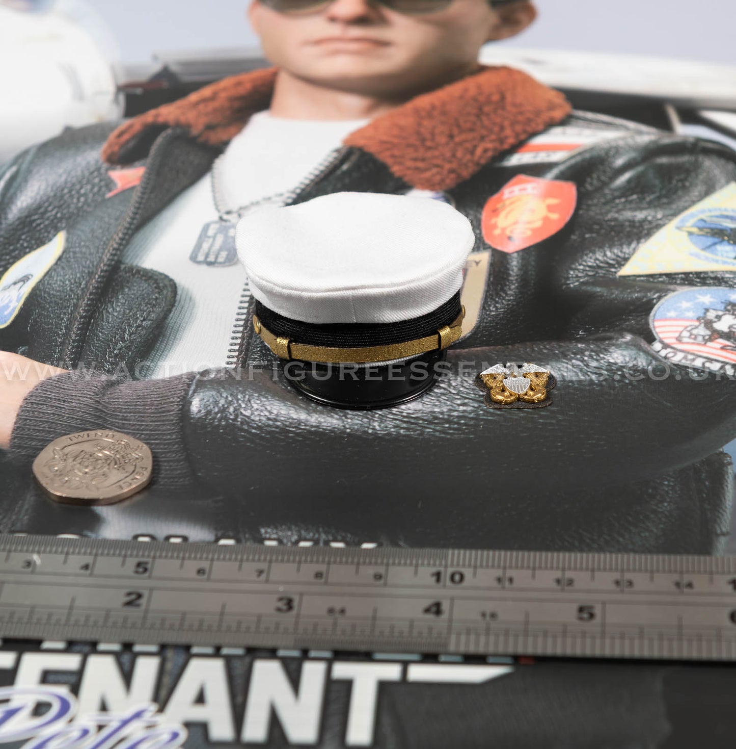 Top Gun - Officers White Cap Visor - Maverick -  MA80181 US Navy Naval Aviator Lieutenant Pete - DID - 1:6 Loose Parts