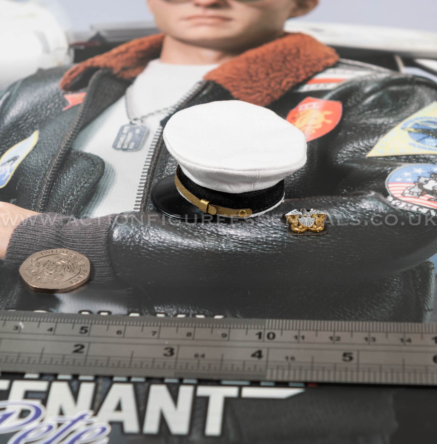 Top Gun - Officers White Cap Visor - Maverick -  MA80181 US Navy Naval Aviator Lieutenant Pete - DID - 1:6 Loose Parts