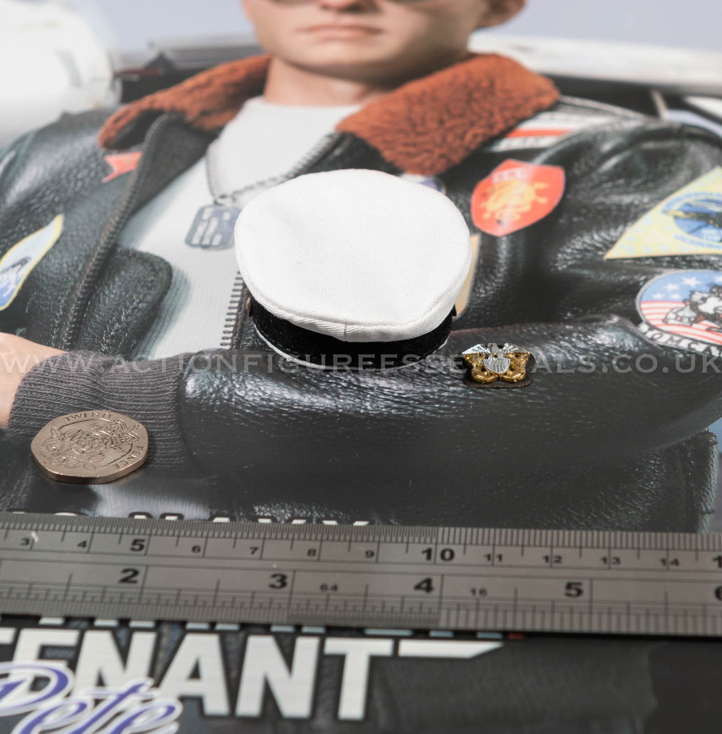 Top Gun - Officers White Cap Visor - Maverick -  MA80181 US Navy Naval Aviator Lieutenant Pete - DID - 1:6 Loose Parts