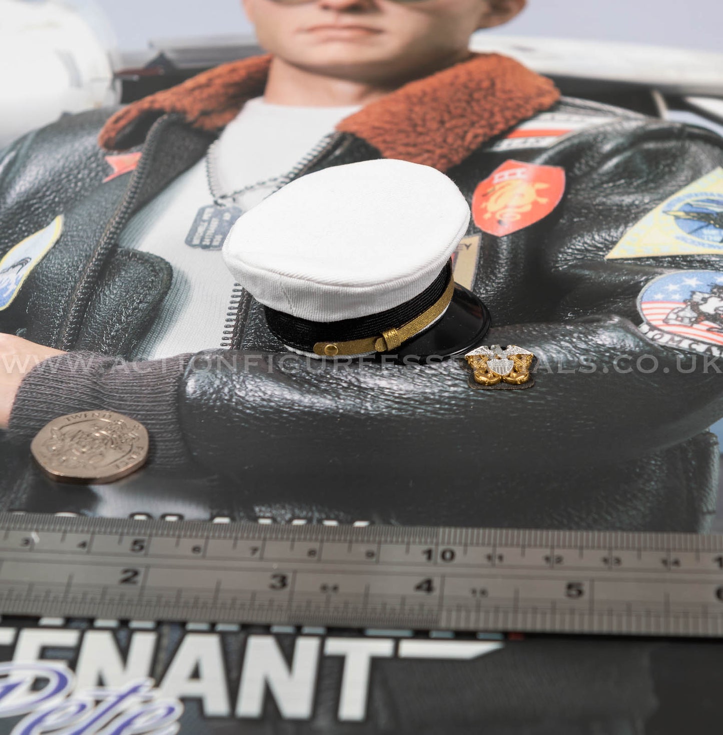 Top Gun - Officers White Cap Visor - Maverick -  MA80181 US Navy Naval Aviator Lieutenant Pete - DID - 1:6 Loose Parts