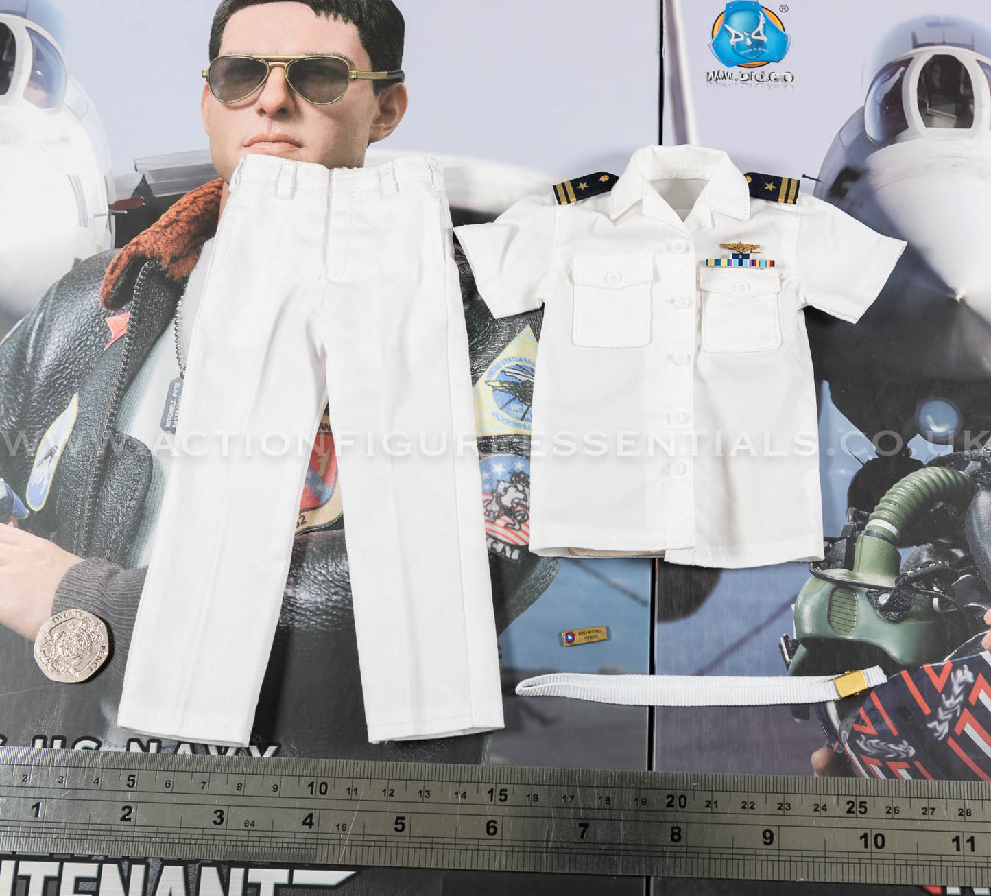 Top Gun - Officers Shirt Pants Belt - Maverick -  MA80181 US Navy Naval Aviator Lieutenant Pete - DID - 1:6 Loose Parts