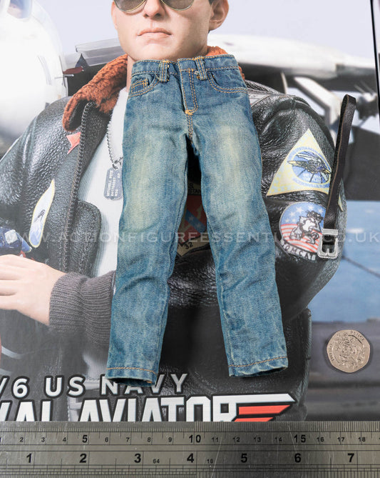Top Gun - Jeans w Leather Belt - Maverick -  MA80181 US Navy Naval Aviator Lieutenant Pete - DID - 1:6 Loose Parts