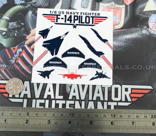 Top Gun - F-14 Pilot Sticker Set - Maverick -  MA80181 US Navy Naval Aviator Lieutenant Pete - DID - 1:6 Loose Parts