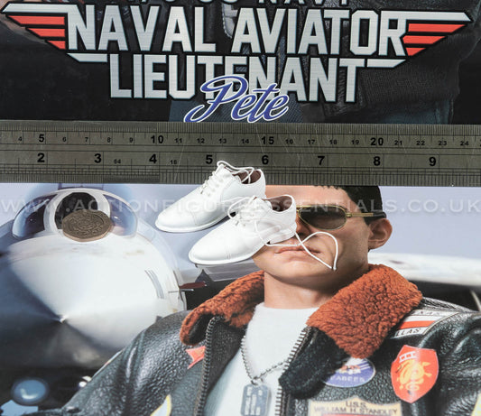 Top Gun - White Leather Shoes - Maverick -  MA80181 US Navy Naval Aviator Lieutenant Pete - DID - 1:6 Loose Parts