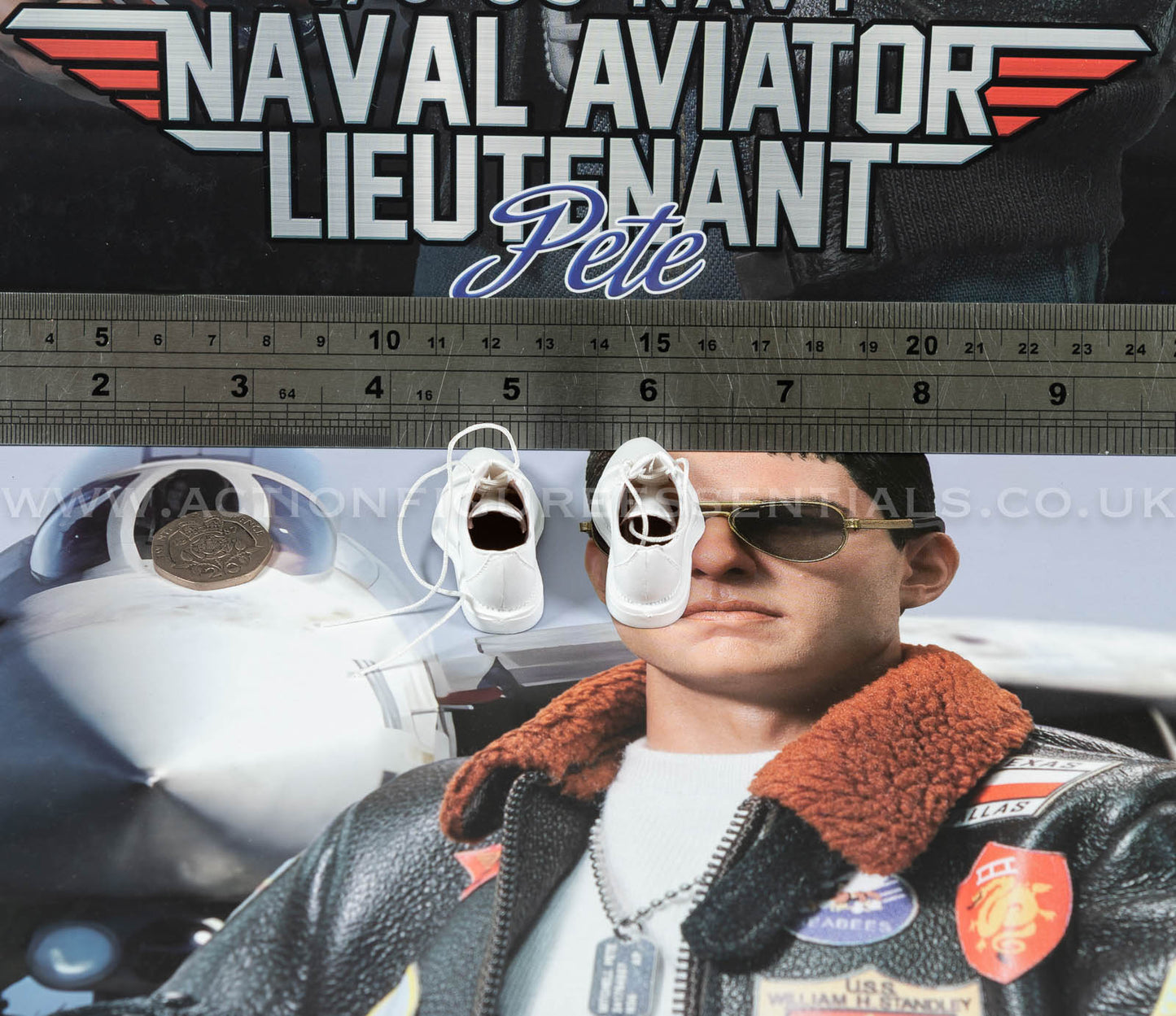 Top Gun - White Leather Shoes - Maverick -  MA80181 US Navy Naval Aviator Lieutenant Pete - DID - 1:6 Loose Parts