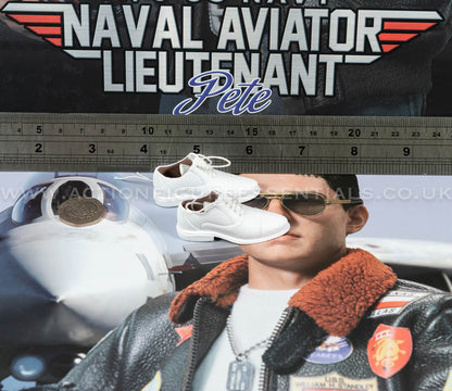 Top Gun - White Leather Shoes - Maverick -  MA80181 US Navy Naval Aviator Lieutenant Pete - DID - 1:6 Loose Parts