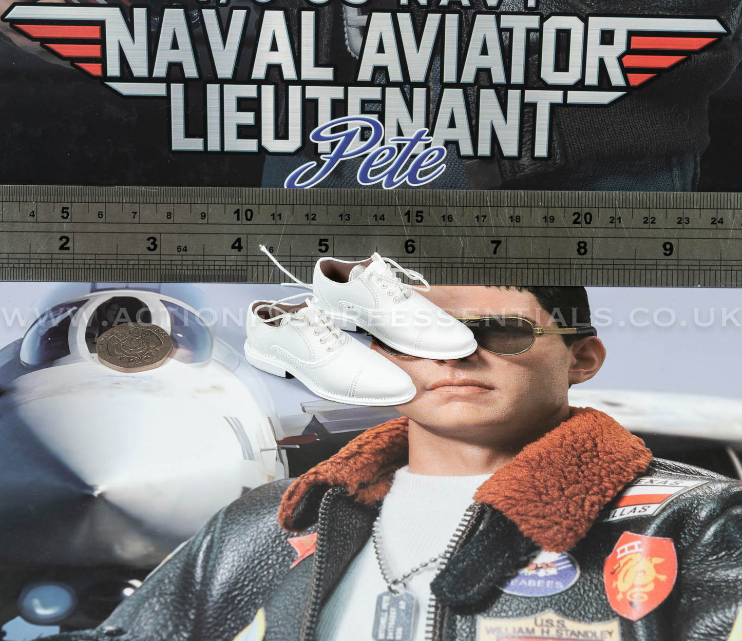 Top Gun - White Leather Shoes - Maverick -  MA80181 US Navy Naval Aviator Lieutenant Pete - DID - 1:6 Loose Parts
