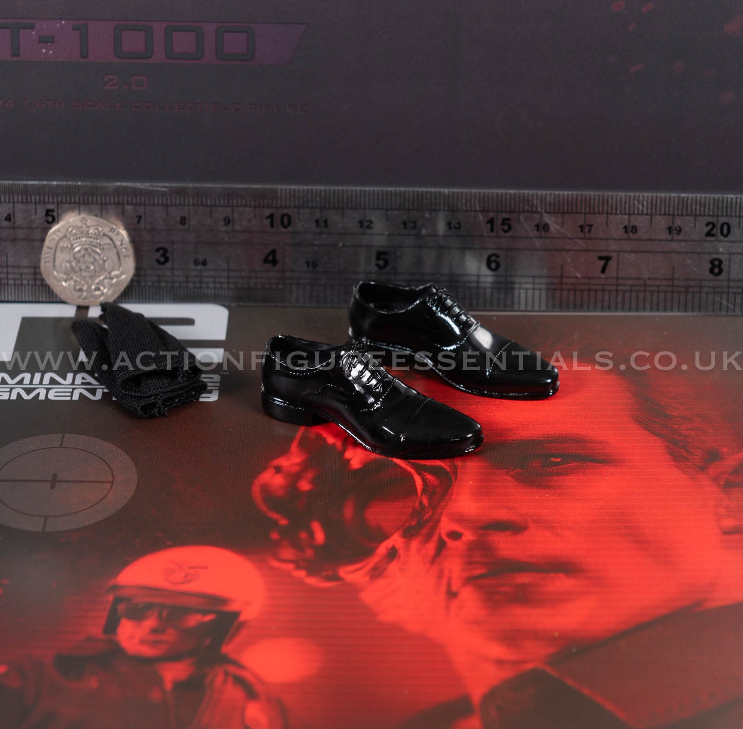 Hot Toys - T-1000 Terminator 2.0 Police Shoes Socks Set - MMS774 - 1:6 Loose Parts