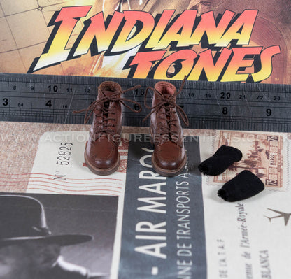Hot Toys - Indiana Jones - Genuine Leather Boots w Socks - Dial of Destiny - MMS717 - 1:6 Scale Parts Deluxe Version