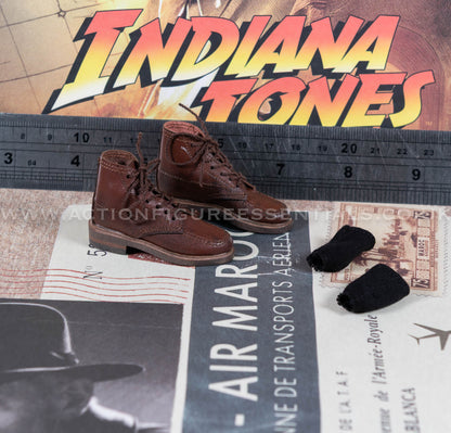 Hot Toys - Indiana Jones - Genuine Leather Boots w Socks - Dial of Destiny - MMS717 - 1:6 Scale Parts Deluxe Version