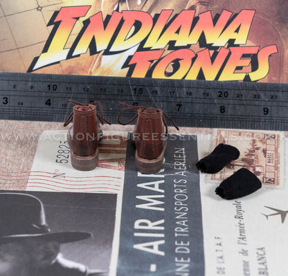 Hot Toys - Indiana Jones - Genuine Leather Boots w Socks - Dial of Destiny - MMS717 - 1:6 Scale Parts Deluxe Version