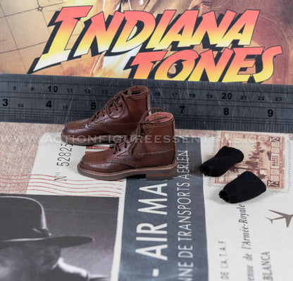 Hot Toys - Indiana Jones - Genuine Leather Boots w Socks - Dial of Destiny - MMS717 - 1:6 Scale Parts Deluxe Version