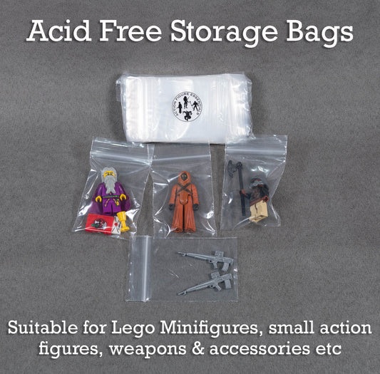 100 Acid Free Grip Seal Storage Bags 75x55mm for LEGO Minifigures, Parts & Collectibles