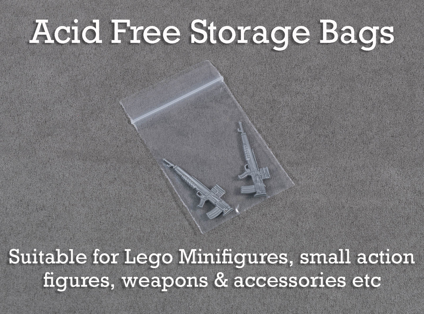 100 Acid Free Grip Seal Storage Bags 75x55mm for LEGO Minifigures, Parts & Collectibles