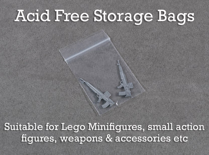 100 Acid Free Grip Seal Storage Bags 75x55mm for LEGO Minifigures, Parts & Collectibles