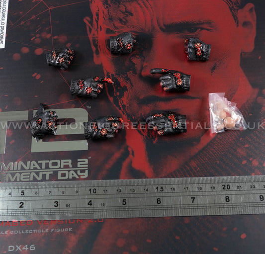 Hot Toys T-800 Battle Damaged Version 2.0 Hands Pegs Set 1/6 Scale DX46 Terminator 2 Judgment Day Interchangeable Hands