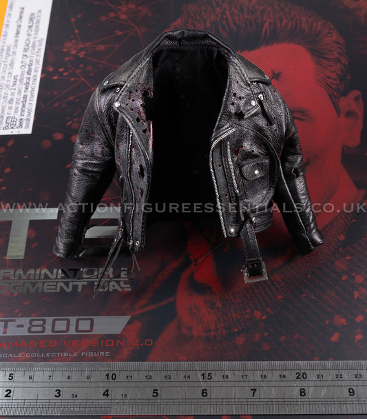 Hot Toys T-800 Battle Damaged Genuine Leather Jacket 1/6 Scale DX46 Terminator 2 Judgment Day Figure Part