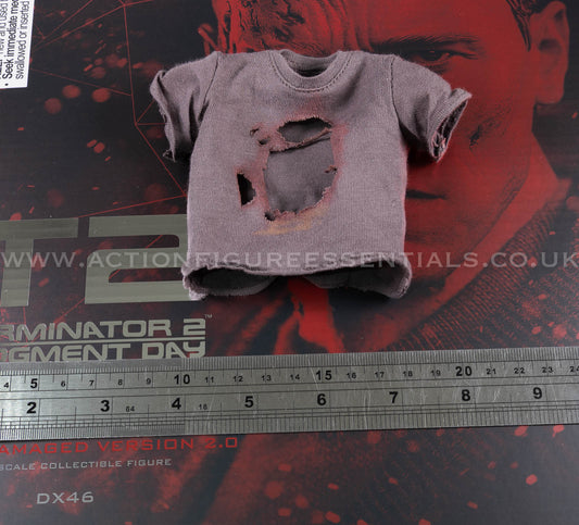 Hot Toys T-800 Battle Damaged Version 2.0 Grey T-Shirt 1/6 Scale DX46 Terminator 2 Judgment Day Blood Weathered Part