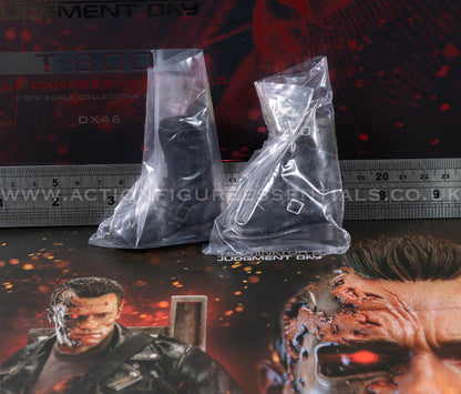 Hot Toys T-800 Battle Damaged 2.0 Biker Boots 1/6 Scale Black Boots Pair DX46 Terminator 2 Judgment Day