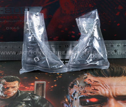 Hot Toys T-800 Battle Damaged 2.0 Biker Boots 1/6 Scale Black Boots Pair DX46 Terminator 2 Judgment Day