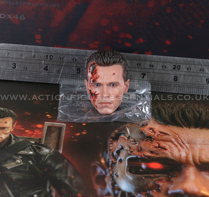 Hot Toys T-800 Battle Damaged Head Sculpt PERS Rolling Eyes 1/6 Scale DX46 Terminator 2 Judgment Day Part