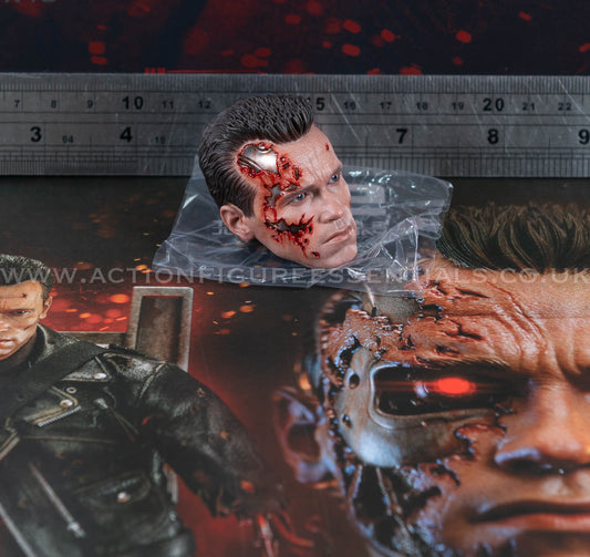 Hot Toys T-800 Battle Damaged 2.0 Head Sculpt PERS LED Eye 1/6 Scale DX46 Terminator 2 Part