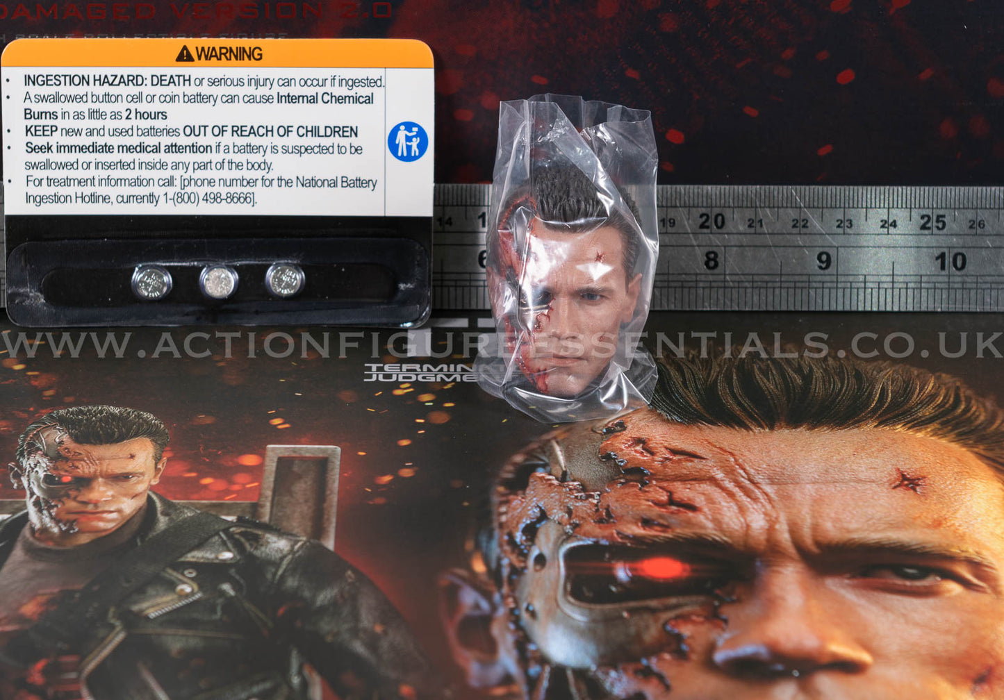 Hot Toys T-800 Battle Damaged 2.0 Head Sculpt PERS LED Eye 1/6 Scale DX46 Terminator 2 Part
