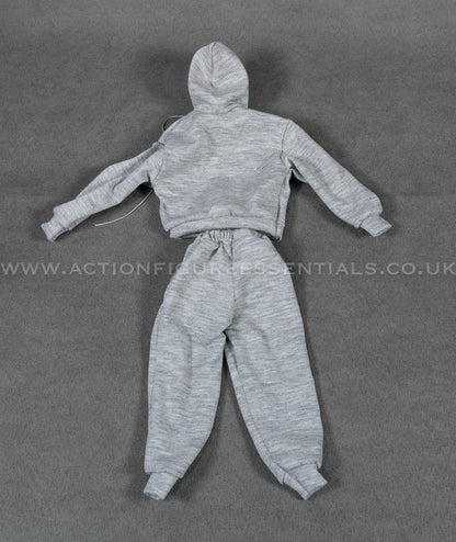 1/6 Scale Grey Tracksuit Hoodie Joggers Outfit Set for Sixth Scale Action Figures