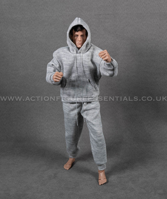 1/6 Scale Grey Tracksuit Hoodie Joggers Outfit Set for Sixth Scale Action Figures