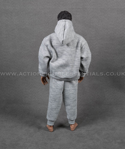 1/6 Scale Grey Tracksuit Hoodie Joggers Outfit Set for Sixth Scale Action Figures