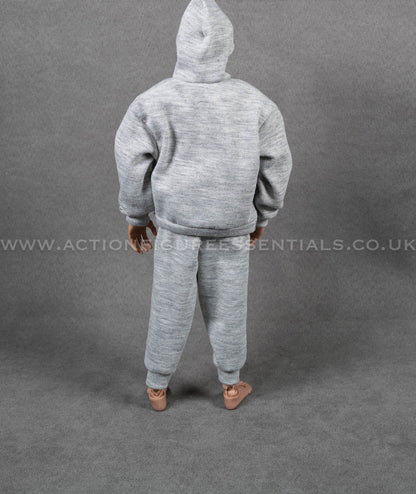 1/6 Scale Grey Tracksuit Hoodie Joggers Outfit Set for Sixth Scale Action Figures