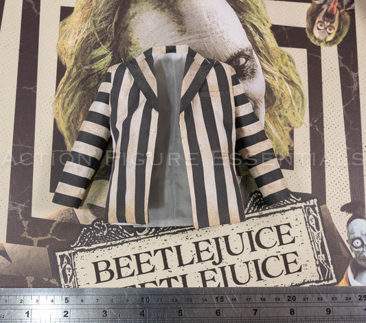 Hot Toys MMS767 Beetlejuice Black & White Striped Suit Jacket – 1/6 Scale