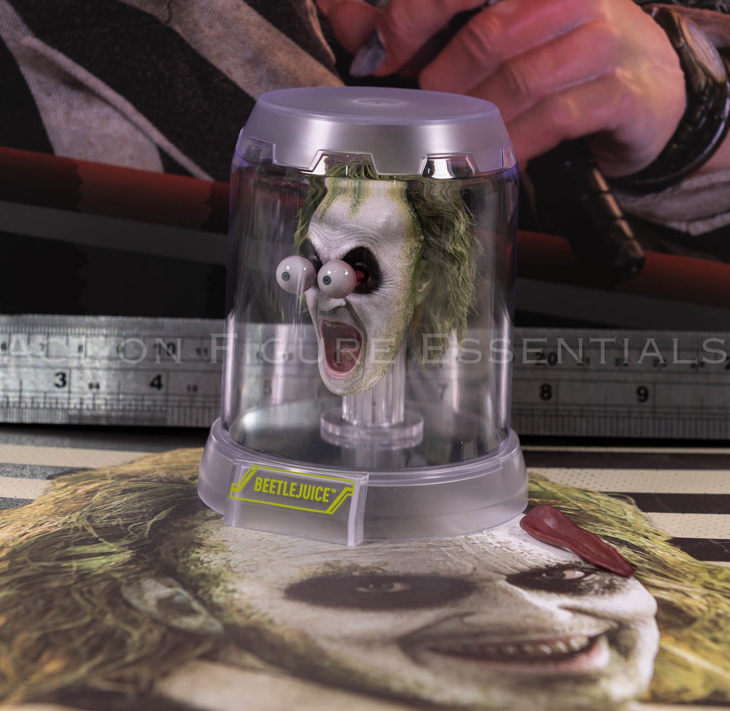 Hot Toys Beetlejuice MMS767 Popping Eyes Head Sculpt with Display Case Genuine 1/6 Scale