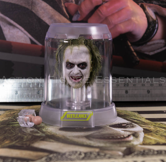 Hot Toys Beetlejuice MMS767 Rolling Eyeballs Head Sculpt with Display Case Neck Peg Genuine 1/6 Scale