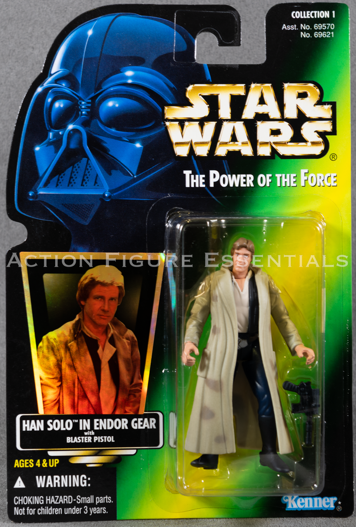 Star Wars: Power of The Force - Han Solo (Endor) Holo Card - 3.75" Action Figure - New Sealed Card - MOC