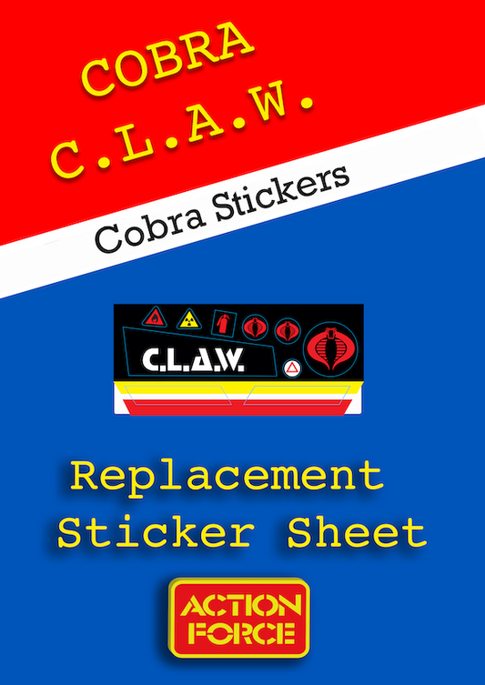 Vintage Action Force - CLAW - Cobra - Sticker Sheet Replacement - Palitoy