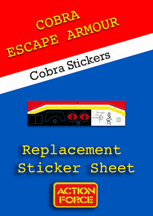 Vintage Action Force - Escape Armour - Cobra - Sticker Sheet Replacement - Palitoy