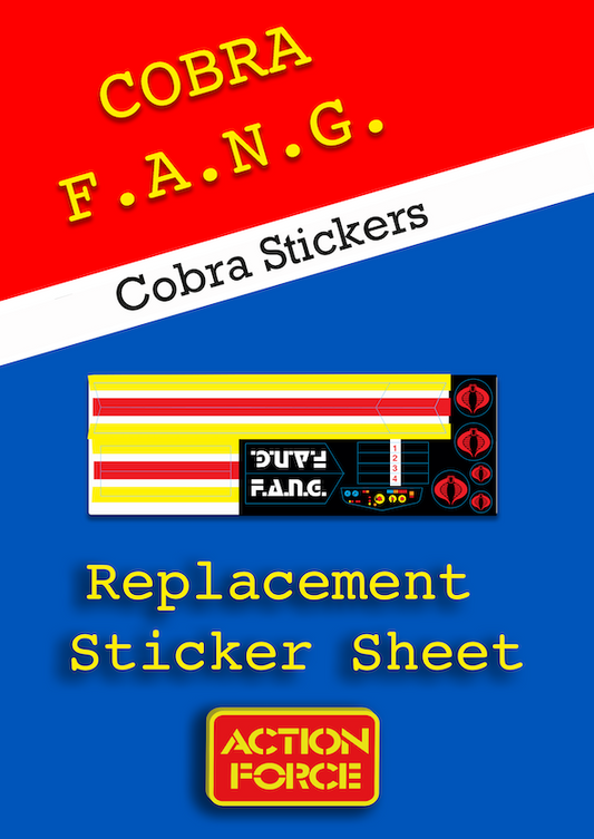 Vintage Action Force - FANG - Cobra - Sticker Sheet Replacement - Palitoy