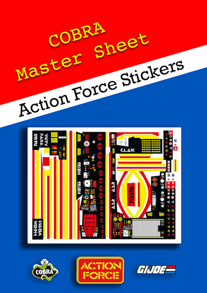 Vintage Action Force - Cobra Master Sheet - Custom Stickers - Palitoy - GI Joe