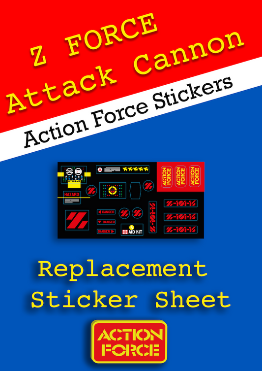 Vintage Action Force - Z Force Attack Cannon Sticker Sheet Replacement - Palitoy