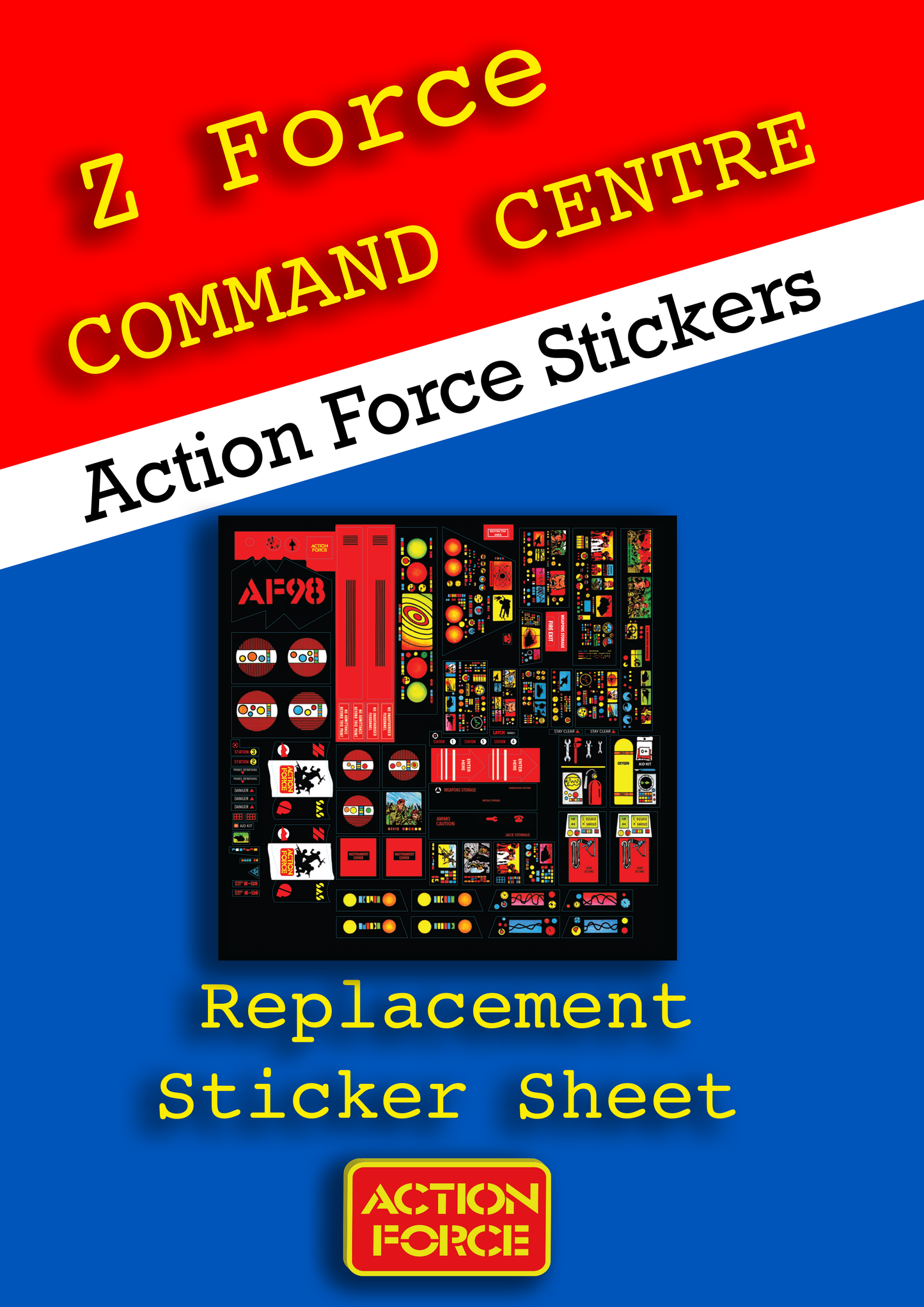 (Awaiting New Stock) Vintage Action Force - Command Centre - Z Force - Sticker Sheet Replacement - Palitoy