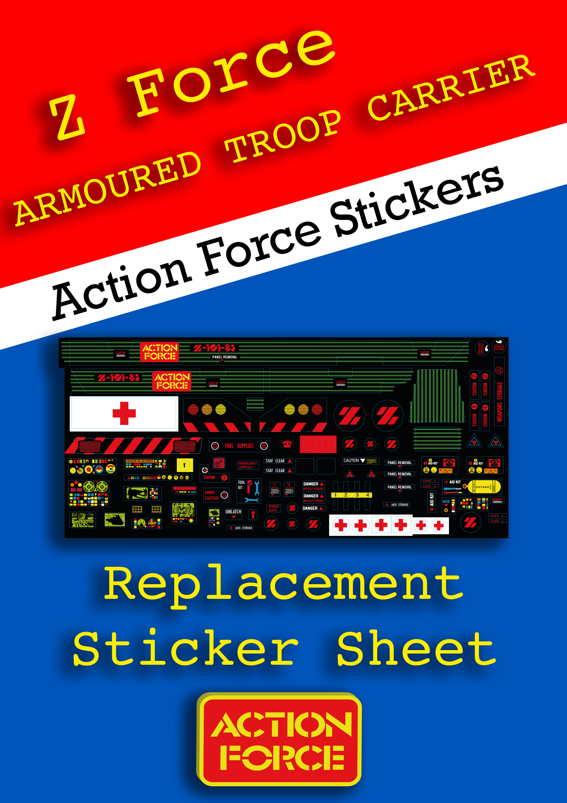 Vintage Action Force - ATC - Armoured Troop Carrier - Z Force - Sticke ...