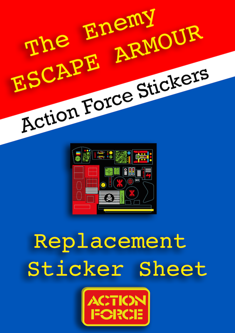 Vintage Action Force - Escape Armour - The Enemy - Sticker Sheet Replacement - Palitoy