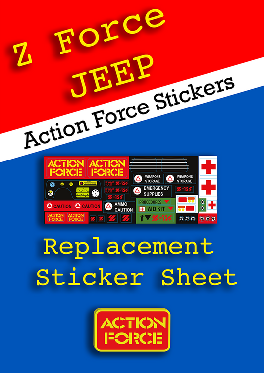 Vintage Action Force - Jeep - Z Force - Sticker Sheet Replacement - Palitoy