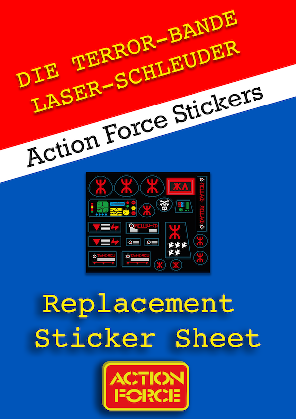 Vintage Action Force - German Laser Exterminator - LASER-SCHLEUDER - The Enemy - Sticker Sheet Replacement - Palitoy