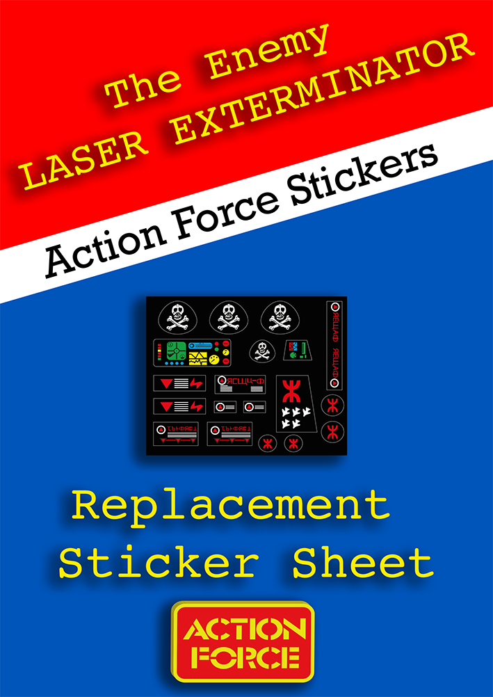 Vintage Action Force - Laser Exterminator - The Enemy - Sticker Sheet Replacement - Palitoy