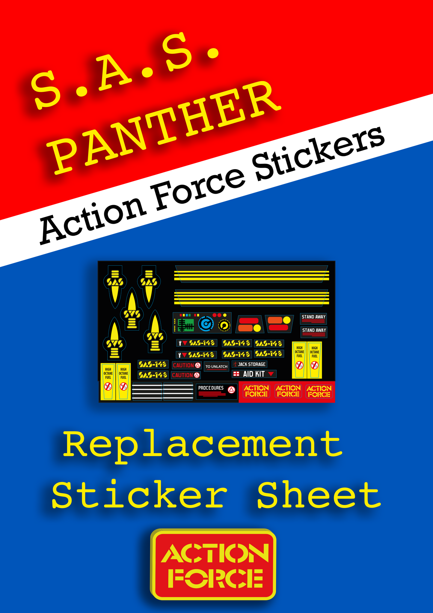 Vintage Action Force - Panther - SAS - Sticker Sheet Replacement - Palitoy