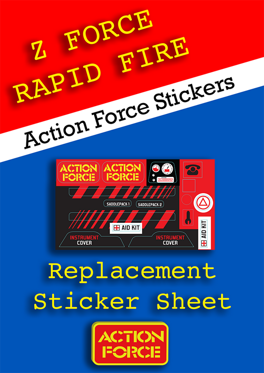 Vintage Action Force - Rapid Fire - Z Force - Sticker Sheet Replacement - Palitoy