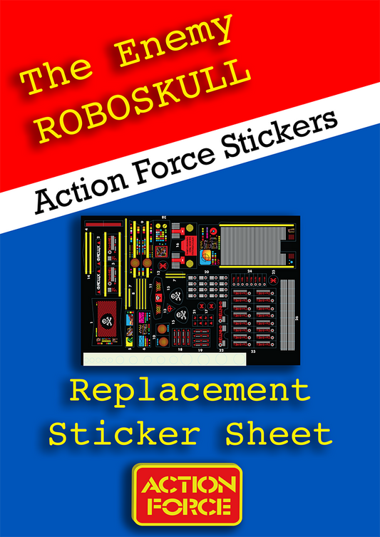 Vintage Action Force - Roboskull - The Enemy - Sticker Sheet Replacement - Palitoy